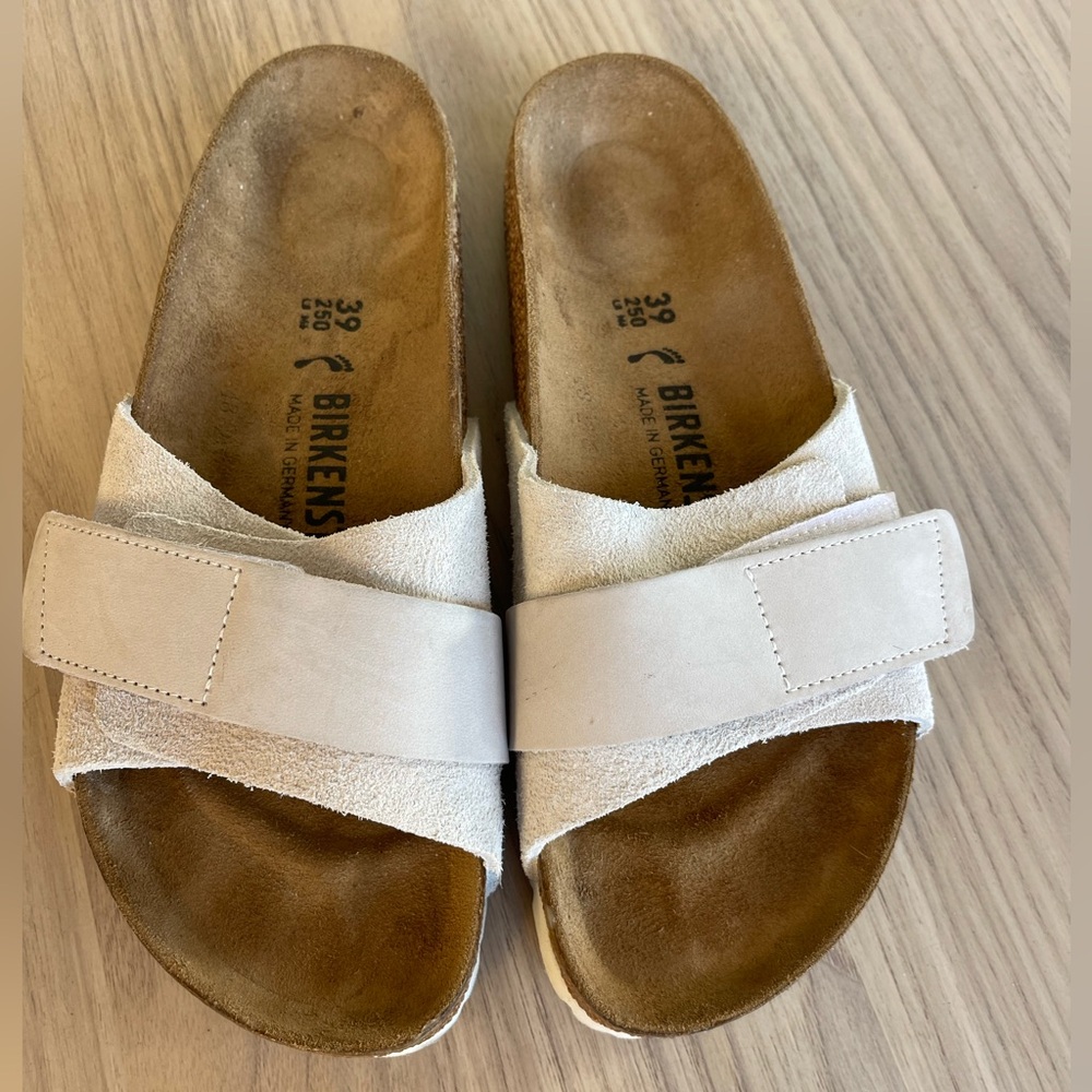 Birkenstock Cream Suede Slip-On Sandals